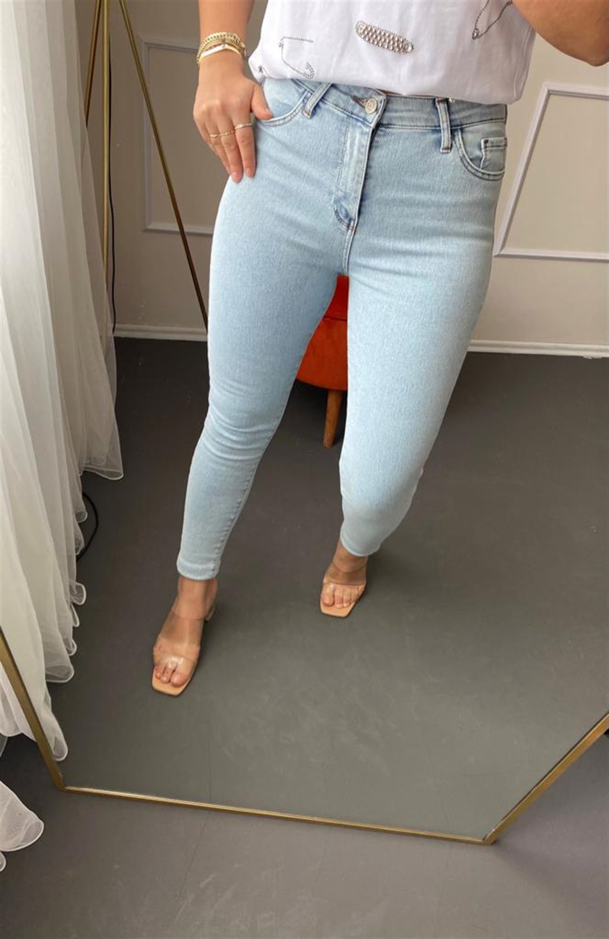 Yuksek bel full lıkralı jean