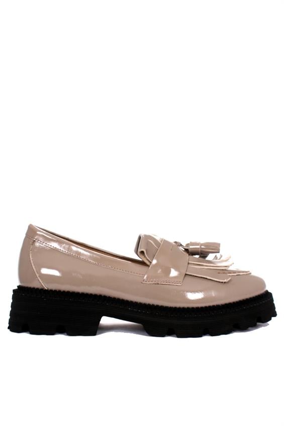 Kadın Babet Ayakkabı Oxford - Bej Rugan