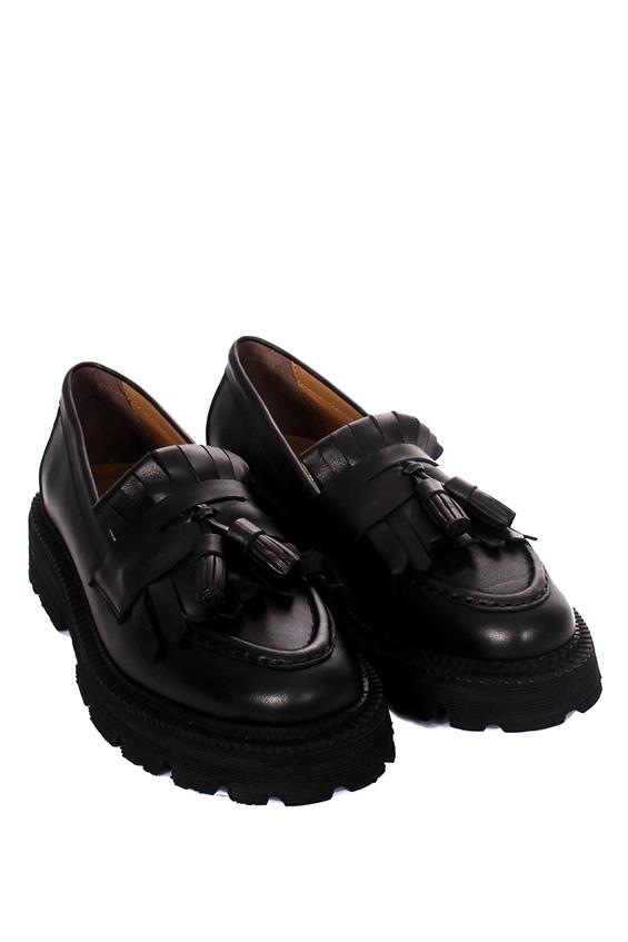 Kadın Babet Ayakkabı Oxford - Siyah Deri