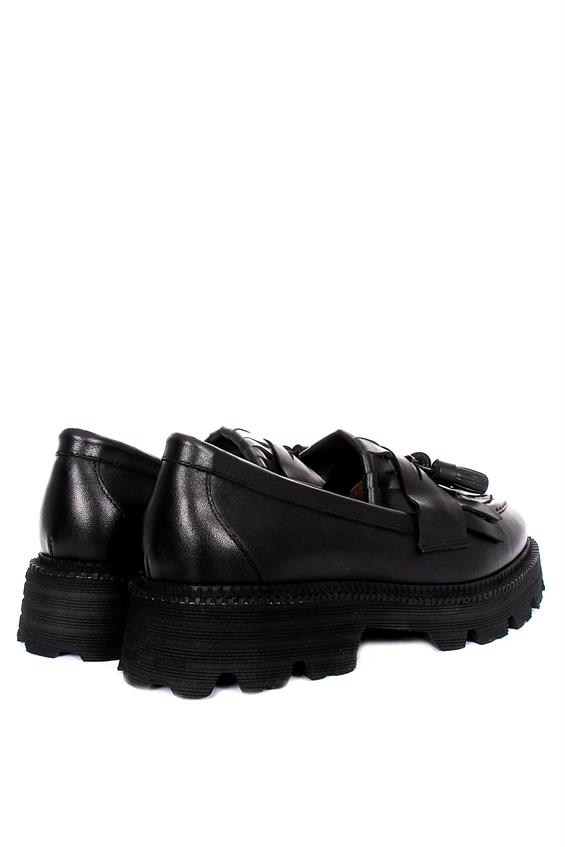 Kadın Babet Ayakkabı Oxford - Siyah Deri