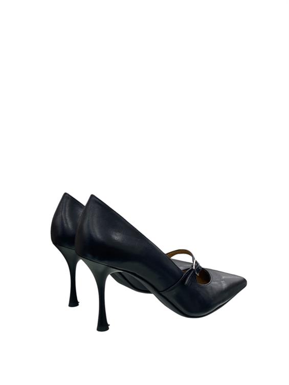 Kadın Stiletto Topuklu Ayakkabı - Siyah Deri