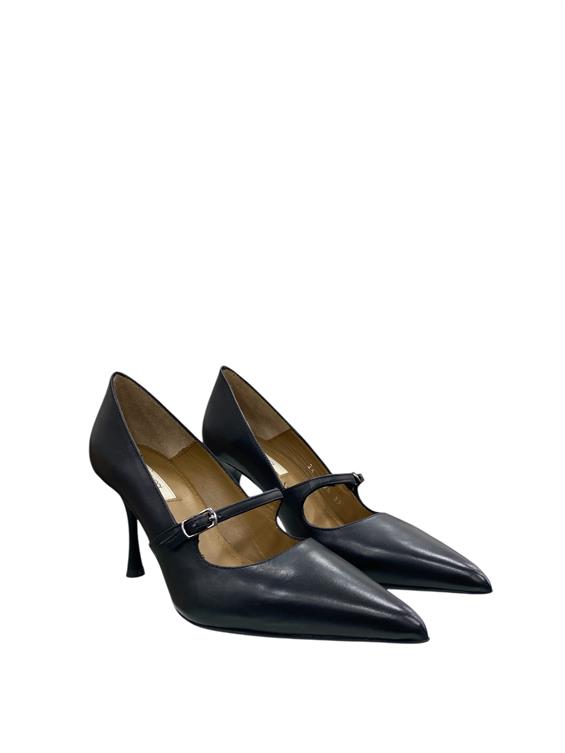 Kadın Stiletto Topuklu Ayakkabı - Siyah Deri