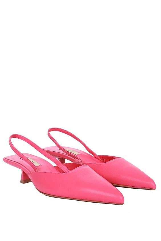 Kadın İnce Topuklu Sandalet - Fuşya Deri