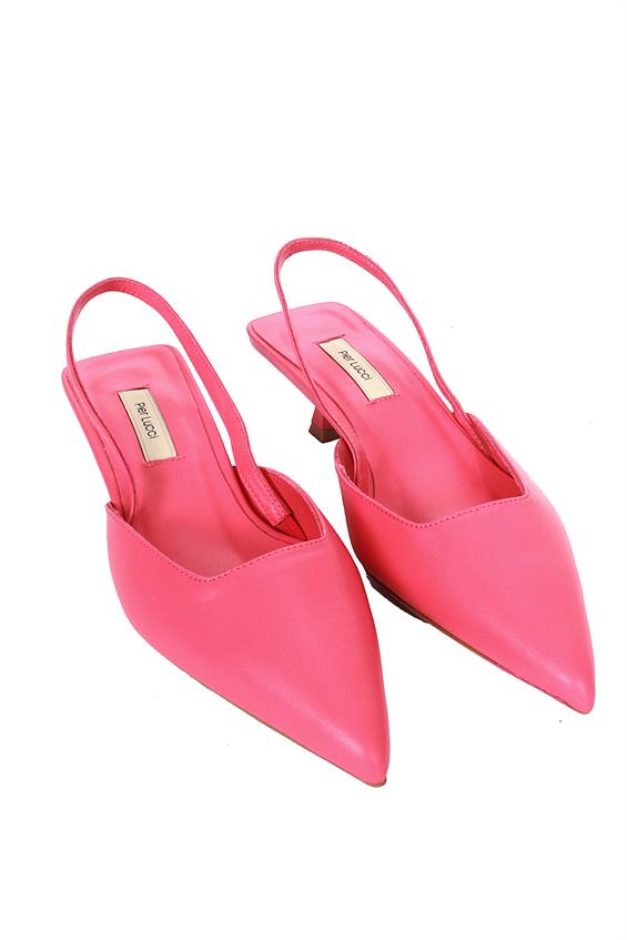 Kadın İnce Topuklu Sandalet - Fuşya Deri