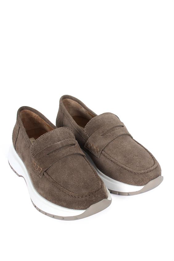 Kadın Babet Ayakkabı Loafer - Vizon Süet