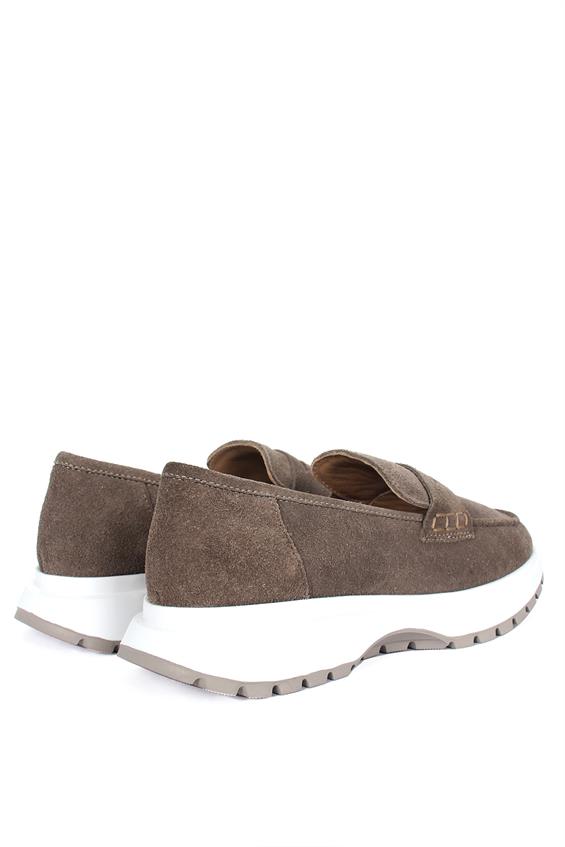 Kadın Babet Ayakkabı Loafer - Vizon Süet