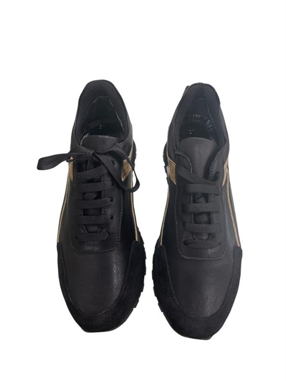 Kadın Spor Ayakkabı-Siyah Süet Siyah Deri