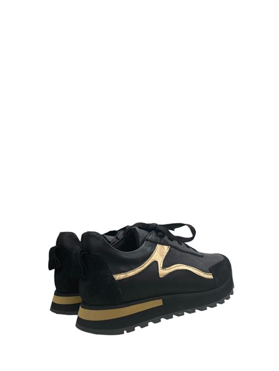 Kadın Spor Ayakkabı-Siyah Süet Siyah Deri