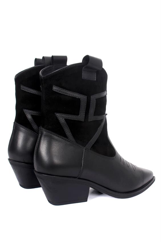 Kadın Western Kovboy Bot - Siyah Deri-Süet