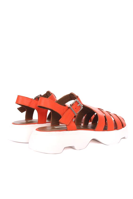 Kadın Kalın Tabanlı Günlük Sandalet-Turuncu