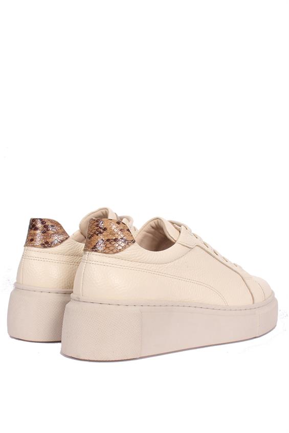 Kadın Sneakers Ayakkabı - Bej Deri
