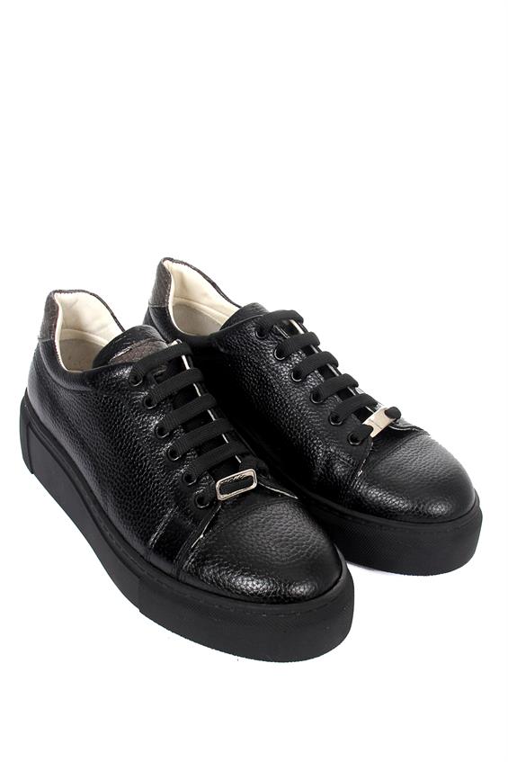 Kadın Sneakers Ayakkabı - Siyah Deri