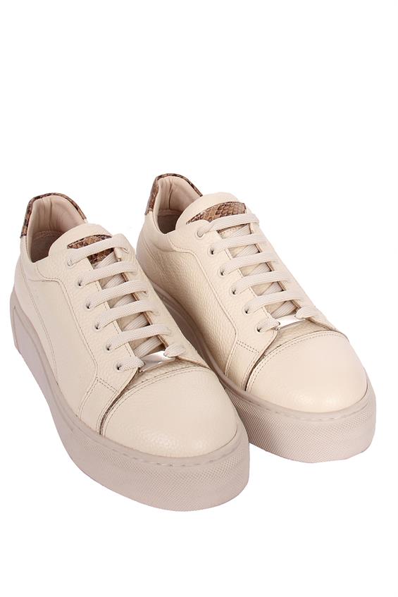 Kadın Sneakers Ayakkabı - Bej Deri