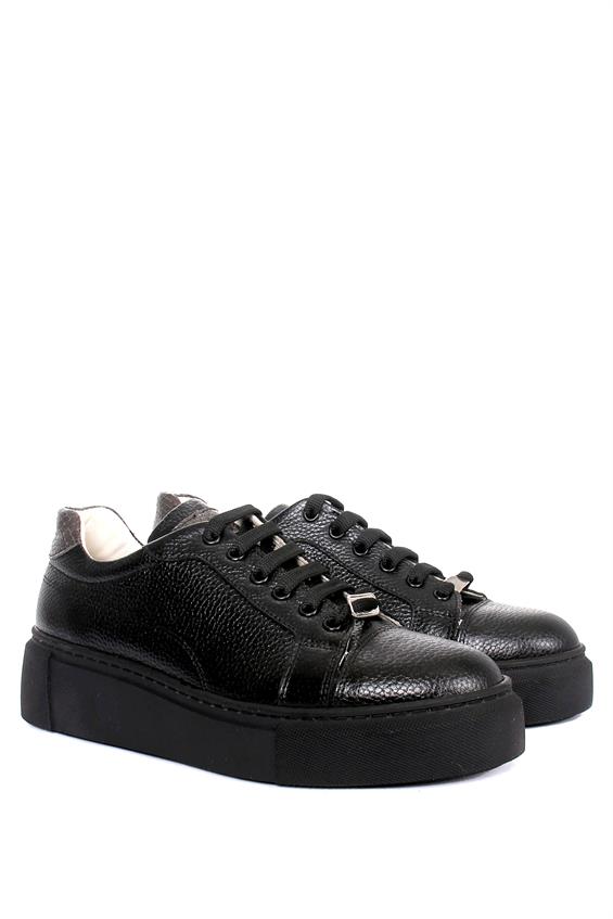 Kadın Sneakers Ayakkabı - Siyah Deri