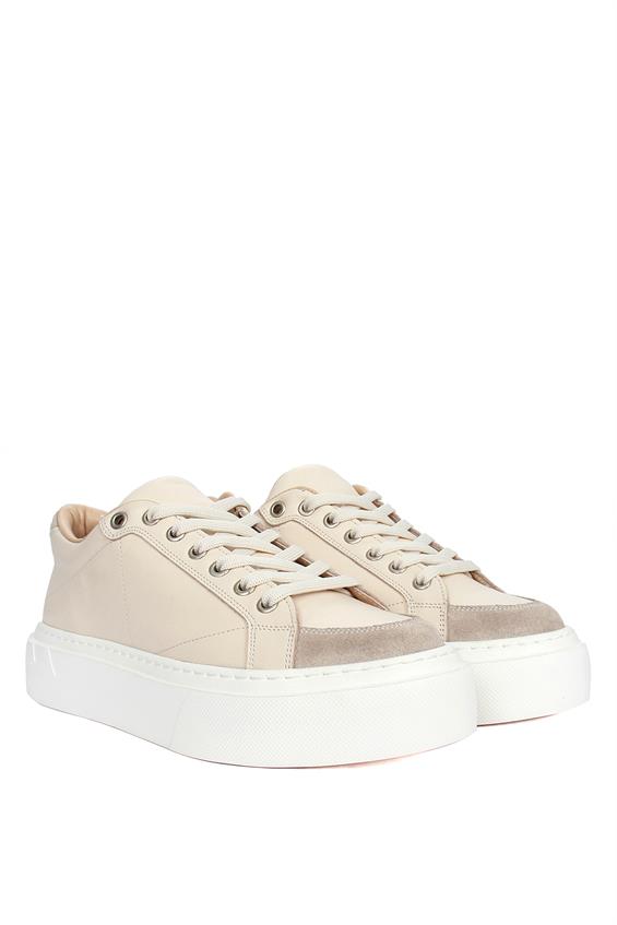 Kadın Sneakers Ayakkabı-Bej Deri