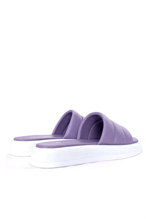 Kadın Günlük Düz Terlik-Lila Deri