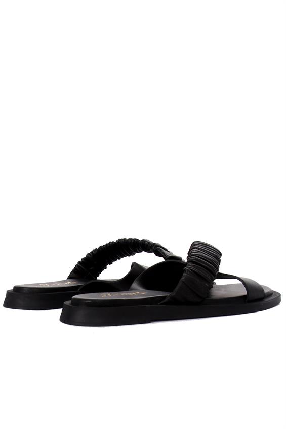 Kadın Günlük Düz Terlik-Siyah Deri