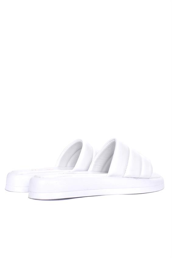 Kadın Günlük Düz Terlik-Beyaz Deri