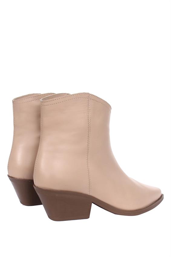 Kadın Western Kovboy Bot - Bej Deri