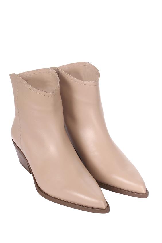 Kadın Western Kovboy Bot - Bej Deri