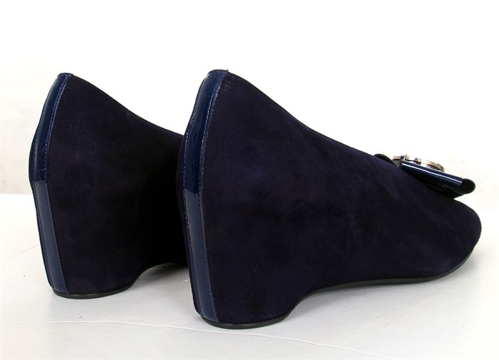 Kadın Platform Topuklu Ayakkabı - Lacivert Süet Rugan