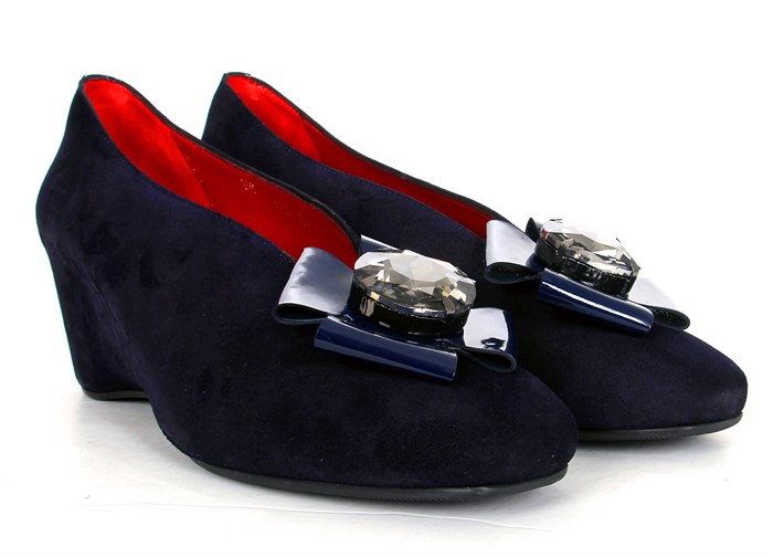 Kadın Platform Topuklu Ayakkabı - Lacivert Süet Rugan