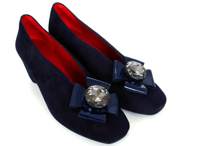 Kadın Platform Topuklu Ayakkabı - Lacivert Süet Rugan