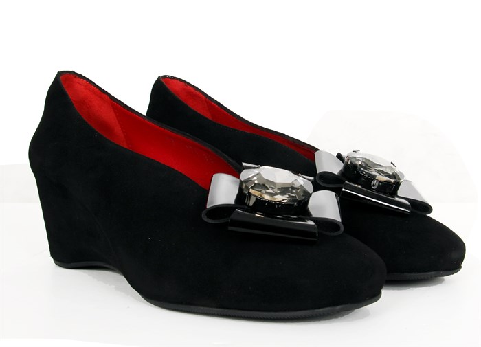 Kadın Platform Topuklu Ayakkabı - Siyah Süet Rugan