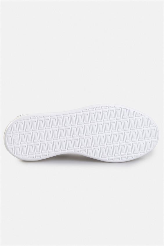 Kadın Spor Ayakkabı-Beyaz Siyah Deri