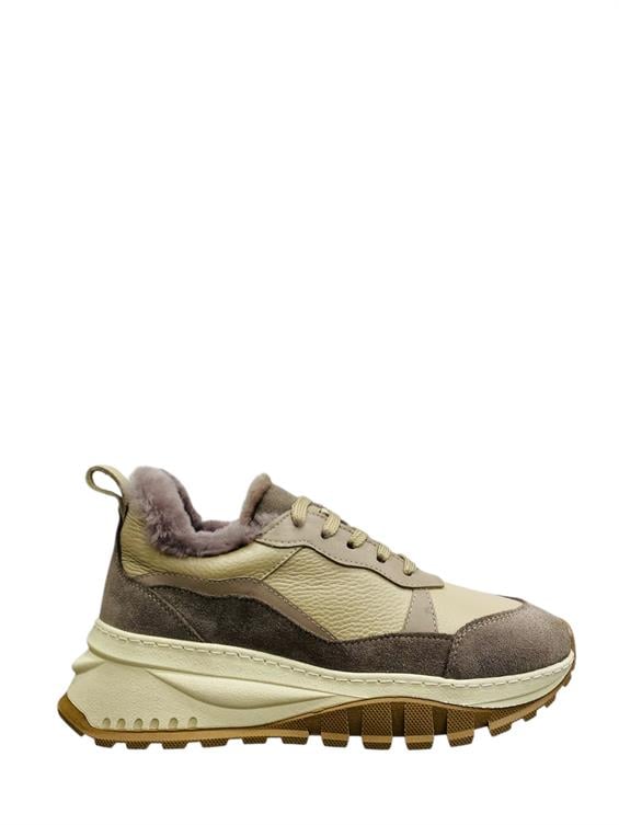 Kadın Sneakers Ayakkabı-Bej Süet-Floter Deri