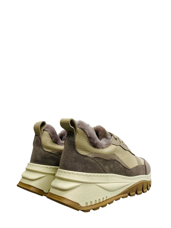 Kadın Sneakers Ayakkabı-Bej Süet-Floter Deri