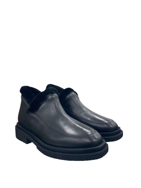 Kadın Kalın Tabanlı Günlük Bot - Siyah Deri Kürk