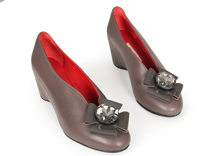 Kadın Platform Topuklu Ayakkabı - Vizon Deri