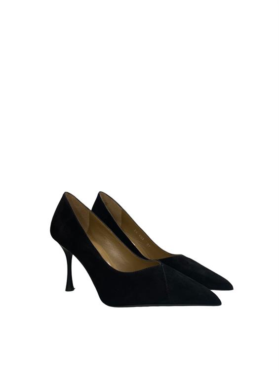 Kadın Stiletto Topuklu Ayakkabı - Siyah Süet