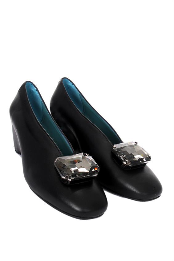 Kadın Platform Topuklu Ayakkabı-Siyah Deri