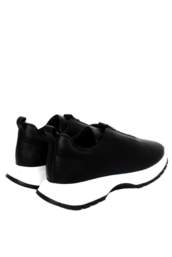 Kadın Sneakers Ayakkabı-Siyah Deri