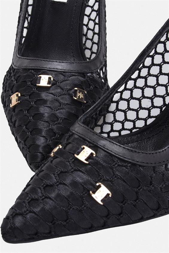 Kadın Stiletto Topuklu Ayakkabı - Siyah File