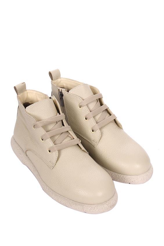 Kadın Günlük Bot - Bej Deri