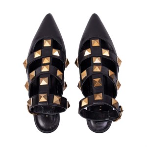 Kadın Günlük Düz Sandalet - Siyah Deri