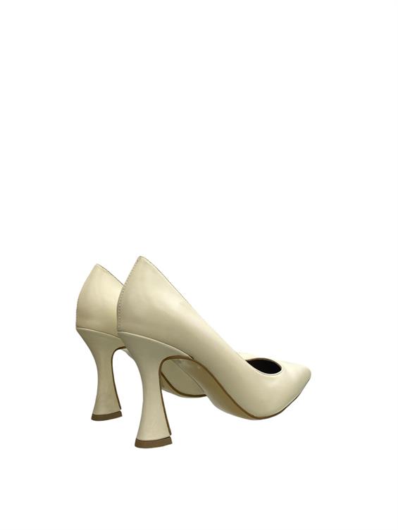 Kadın Stiletto Topuklu Ayakkabı-Bej Deri