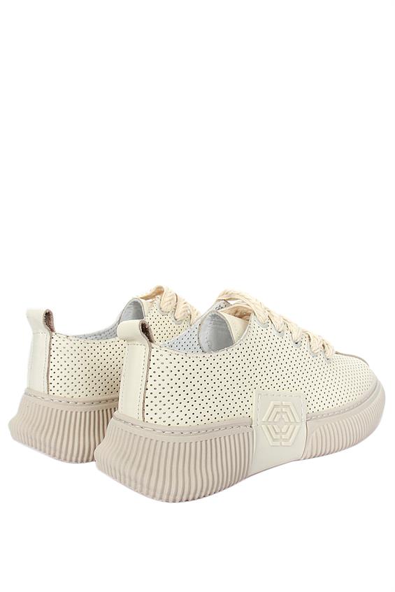 Kadın Sneakers Ayakkabı - Açık Bej Deri