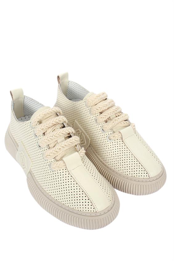 Kadın Sneakers Ayakkabı - Açık Bej Deri