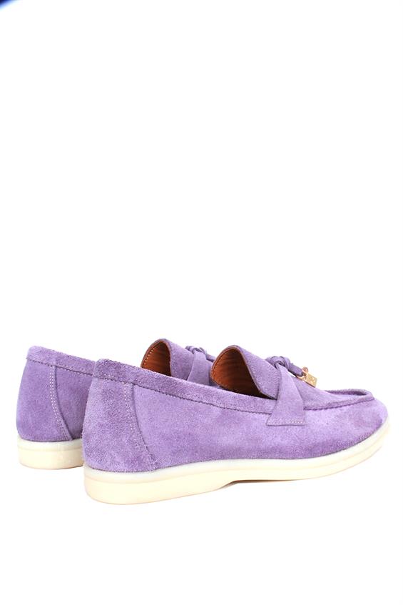 Kadın Babet Ayakkabı Loafer - Lila Süet