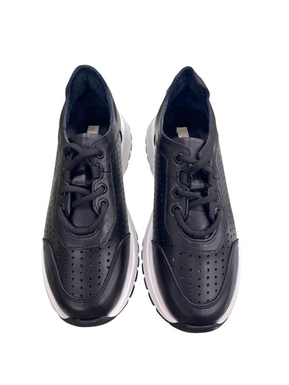 Kadın Sneakers Ayakkabı-Siyah Deri