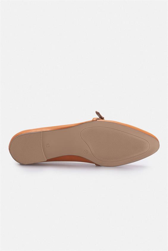 Kadın Tokalı Babet Ayakkabı - Turuncu Deri