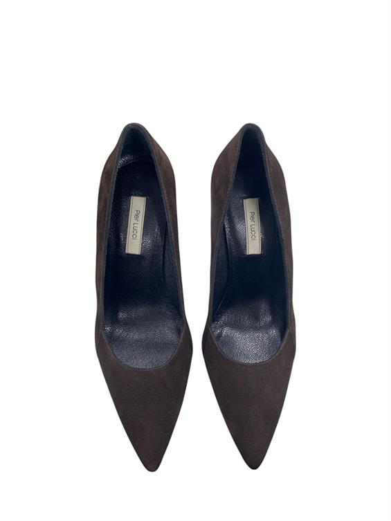 Kadın Stiletto Topuklu Ayakkabı - Koyu Kahve Süet