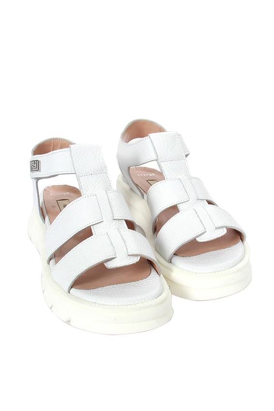 Kadın Kalın Tabanlı Günlük Sandalet - Beyaz Floter