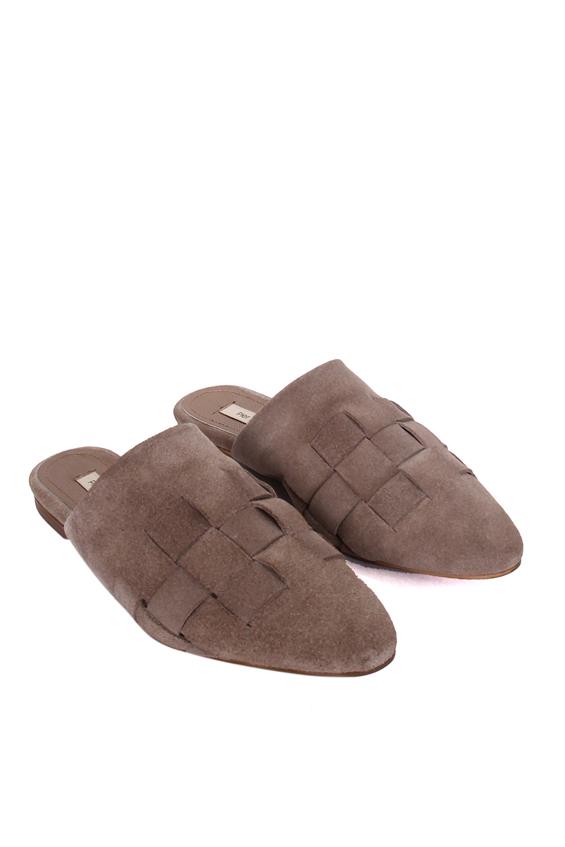 Kadın Günlük Düz Terlik-Vizon Süet