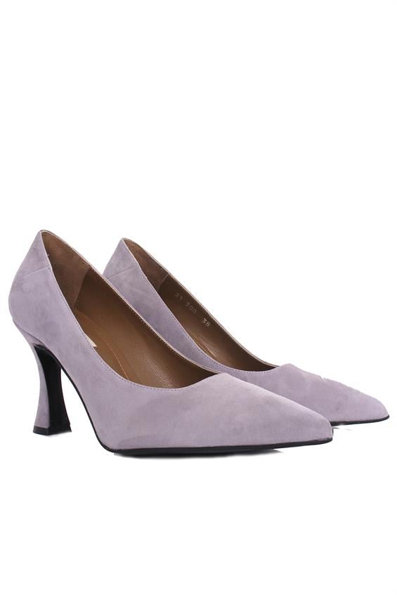 Kadın Yüksek Topuklu Ayakkabı - Gri Süet