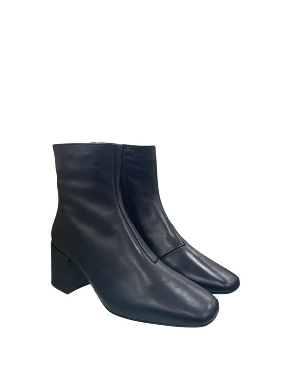Kadın Topuklu Bot - Siyah Deri S.Ast